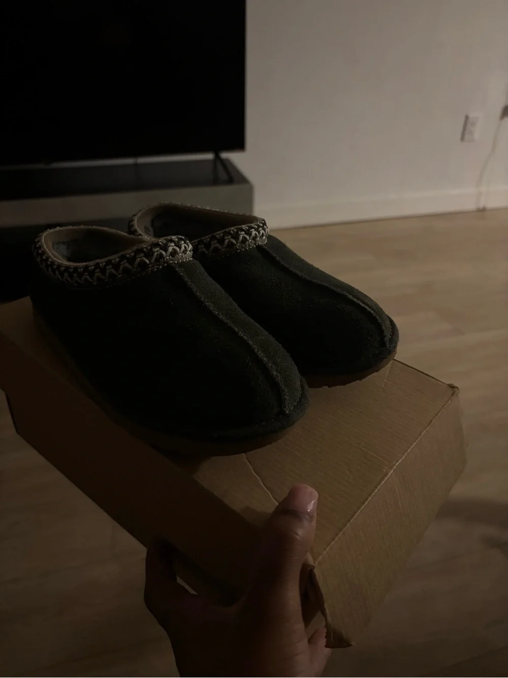 UGG Kids Black Slip-On Moccasin Slippers